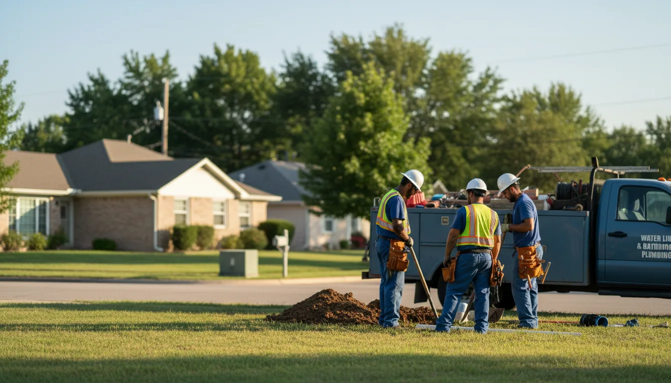 Residential water line and bathroom plumbing service in Burden, KS